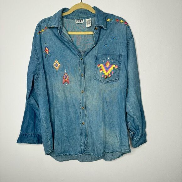 Vintage PTNY denim button down shirt size XL - Picture 1 of 6